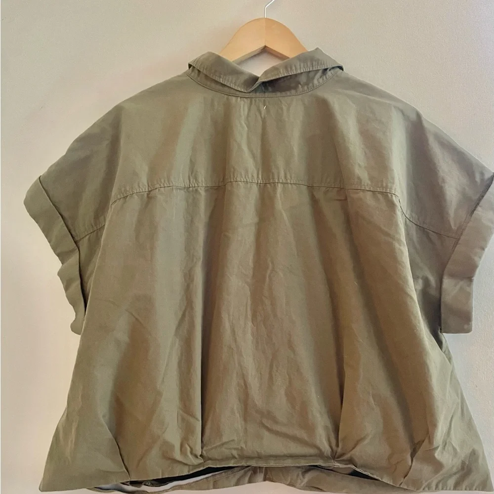 Lauren Ralph Lauren Twist-Front Cotton Broadcloth Shirt Olive green 18W-Like New - Picture 5 of 13